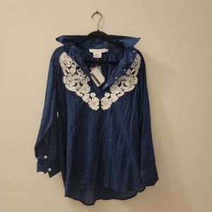 Gretchen Scott Tunic ,NWT, Navy Blue/White, Size M